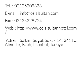 Celal Sultan Hotel iletiim bilgileri